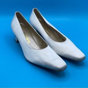 Salvatore Ferragamo Pearl White Pump Heels‎